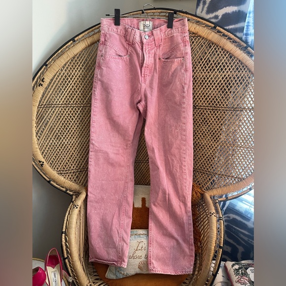 🤠Urban Outfitters BDG Issa Cowboy Jeans Hi Waisted Straight Leg Pink Washed 27🎀 - Picture 3 of 11